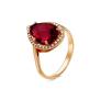 Кольцо из золочёного серебра с пл. кварцем цв. рубин и фианитами
