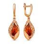 Серьги из золочёного серебра с пресс. нат.янтарём