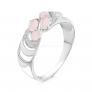 Кольцо из серебра с пл.кварцем цв.агат розовый и фианитами родированное - фото