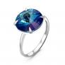 Кольцо из серебра с кристаллом Swarovski Королевский синий родированное - фото