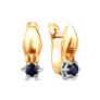 Серьги из золочёного серебра с сапфиром и родированием