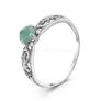 Кольцо из серебра с нат. изумрудом и фианитами родированное