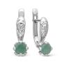 Серьги из серебра с бериллом зеленым и фианитами родированные