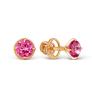 Серьги-пусеты из золочёного серебра с нат.розовым топазом