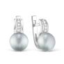 Серьги из серебра с культ. жемчугом и фианитами родированные