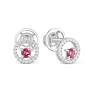 Серьги-пусеты из серебра с натуральным розовым топазом и фианитами родированные