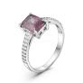 Кольцо из серебра с синт. александритом и фианитами родированное