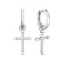 Серьги кресты из серебра с фианитами родированные