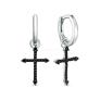 Серьги кресты из серебра с фианитами родированные