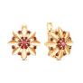 Серьги из золочёного серебра с нат.рубином