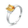 Кольцо женское из серебра с цитрином и фианитами родированное