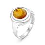 Кольцо из серебра с натуральным прессованным янтарём родированное