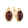 Серьги из золочёного серебра с натуральным прессованным янтарём