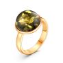 Кольцо из золочёного серебра с натуральным прессованным янтарём
