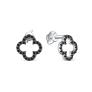 Серьги-пусеты из серебра с натуральной чёрной шпинелью родированные - Клевер