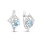 Серьги из серебра с натуральным топазом и фианитами родированные
