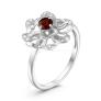 Кольцо из серебра с натуральным гранатом и фианитами родированное