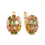 Серьги из золочёного серебра с турмалином мульти