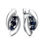 Серьги из серебра с сапфиром родированные