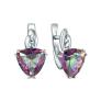 Серьги из серебра с плавленым кварцем цвета мистик родированные