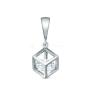 Подвеска куб из серебра с фианитом родированная