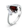 Кольцо из серебра с натуральным гранатом и фианитами родированное