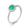 Кольцо из серебра с изумрудом и кубическим цирконием родированное