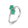 Кольцо из серебра с изумрудом и кубическим цирконием родированное