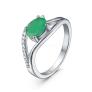 Кольцо из серебра с изумрудом и кубическим цирконием родированное