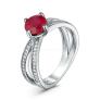 Кольцо из серебра с рубином и кубическим цирконием родированное