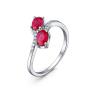 Кольцо из серебра с рубином и кубическим цирконием родированное