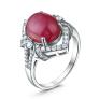 Кольцо из серебра с рубином и кубическим цирконием родированное