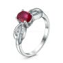 Кольцо из серебра с рубином и кубическим цирконием родированное