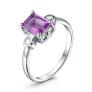 Кольцо из серебра с аметистом и кубическим цирконием родированное