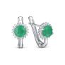 Серьги из серебра с изумрудом и кубическим цирконием родированные