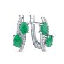 Серьги из серебра с изумрудом и кубическим цирконием родированные