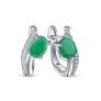 Серьги из серебра с изумрудом и кубическим цирконием родированные