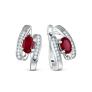Серьги из серебра с рубином и кубическим цирконием родированные