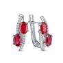 Серьги из серебра с рубином и кубическим цирконием родированные