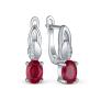 Серьги из серебра с рубином и кубическим цирконием родированные