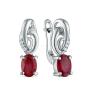 Серьги из серебра с рубином и кубическим цирконием родированные