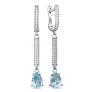 Серьги из серебра с голубым топазом и кубическим цирконием родированные