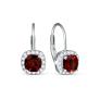 Серьги из серебра с гранатом и кубическим цирконием родированные
