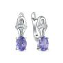 Серьги из серебра с танзанитом и кубическим цирконием родированные
