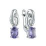 Серьги из серебра с танзанитом и кубическим цирконием родированные