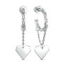 Серьги цепи из серебра родированные - Сердца