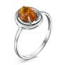 Кольцо из серебра с коньячным янтарём родированное