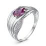 Кольцо из серебра с синтетическим александритом и фианитами родированное