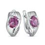 Серьги из серебра с синтетическим александритом и фианитами родированные