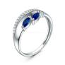 Кольцо из серебра с синтетическим сапфиром и фианитами родированное